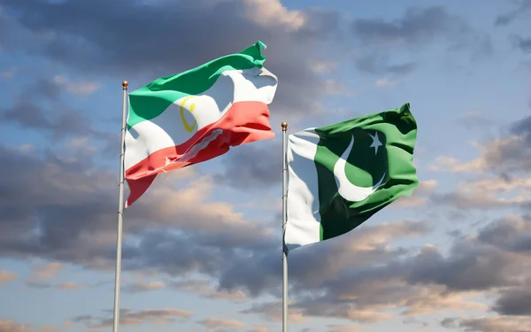 Krásné Národní Státní Vlajky Bangsamora Pákistánu Společně Pozadí Oblohy Koncept — Stock fotografie