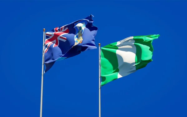 Schöne Nationalflaggen Der Falklandinseln Und Nigerias Zusammen Himmel Konzept — Stockfoto