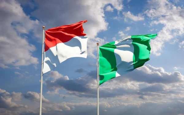 Gyönyörű Nemzeti Zászlók Nigéria Nigéria Együtt Hátterében Művészeti Koncepció — Stock Fotó