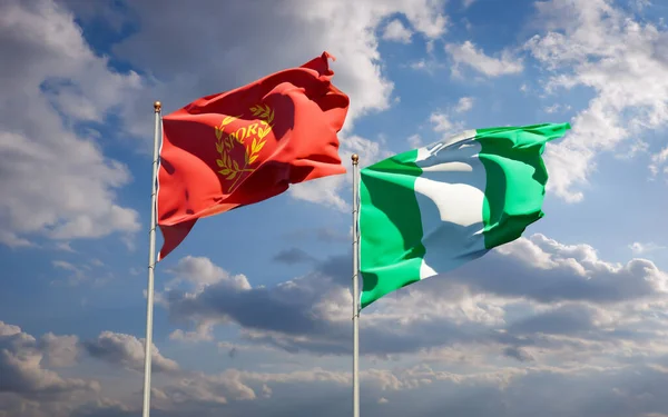 Hermosas Banderas Estatales Nacionales Nova Roma Nigeria Juntas Fondo Del —  Fotos de Stock
