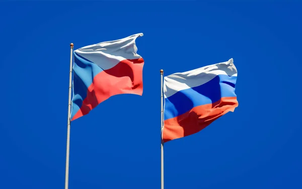 Beautiful National State Flags Russia Czech Together Sky Background Artwork — Stock Photo, Image