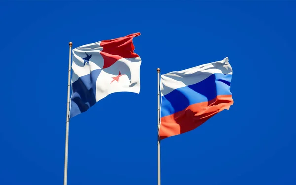 Schöne Nationalflaggen Von Panama Und Russland Zusammen Himmel Konzept — Stockfoto