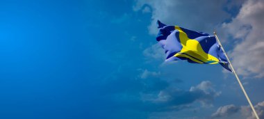 Boş alanı olan Tokelau 'nun güzel ulusal bayrağı. Tokelau bayrağı 3B metin sanatsal çalışmaları için geniş arkaplanda.