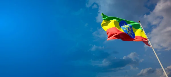 エチオピアの美しい国旗を空白のスペースで エチオピアは テキスト3Dアートワークのための場所と広い背景にフラグ — ストック写真