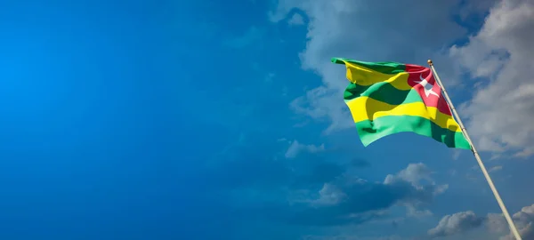 Prachtige Nationale Vlag Van Togo Met Lege Ruimte Togo Vlag — Stockfoto