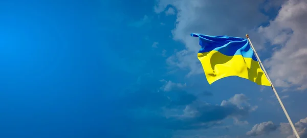 Prachtige Nationale Staatsvlag Van Oekraïne Met Lege Ruimte Oekraïense Vlag — Stockfoto