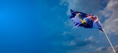 Güney Georgia 'nın güzel ulusal bayrağı ve boş bir alanı var. Güney Gürcistan bayrağı geniş arkaplanda 3D metin için yer alıyor.