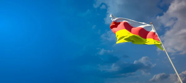 美丽的北奥塞梯国旗 北奥赛梯国旗宽背景与文字3D艺术品的位置 — 图库照片