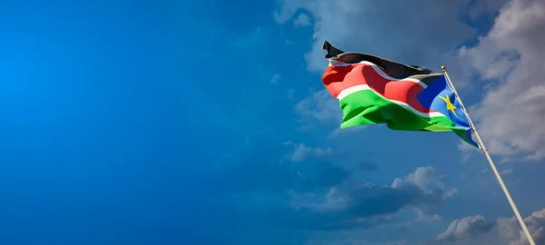 Hermosa Bandera Nacional Sudán Del Sur Con Espacio Blanco Bandera —  Fotos de Stock