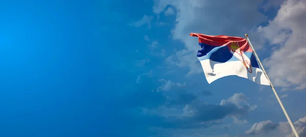 Hermosa Bandera Nacional Serbia Con Espacio Blanco Bandera Serbia Sobre —  Fotos de Stock