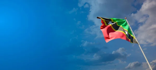 Schöne Nationalflagge Von Kitts Mit Leerzeichen Kitts Flagge Auf Breitem — Stockfoto