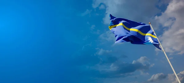 Bela Bandeira Nacional Estado Nauru Com Espaço Branco Bandeira Nauru — Fotografia de Stock