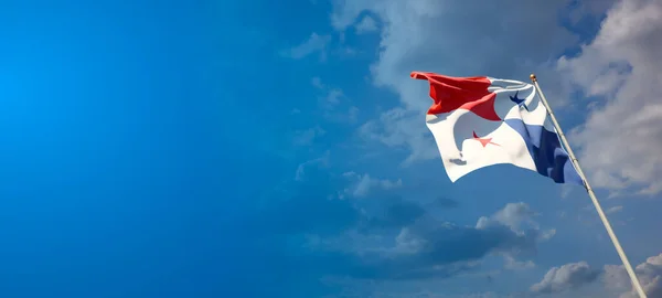 Piękna Flaga Państwowa Panamy Pustą Przestrzenią Flaga Panama Szerokim Tle — Zdjęcie stockowe