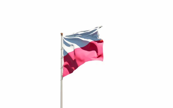 Lengyelország Gyönyörű Nemzeti Zászlója Lobogott Hátterében Alacsony Szögű Közeli Kép — Stock Fotó