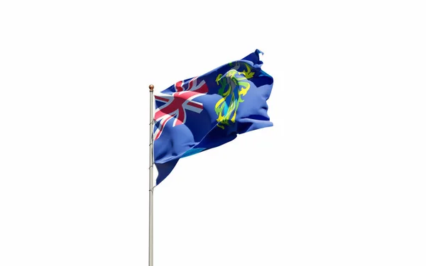 Hermosa Bandera Del Estado Pitcairn Ondeando Fondo Del Cielo Angulo —  Fotos de Stock