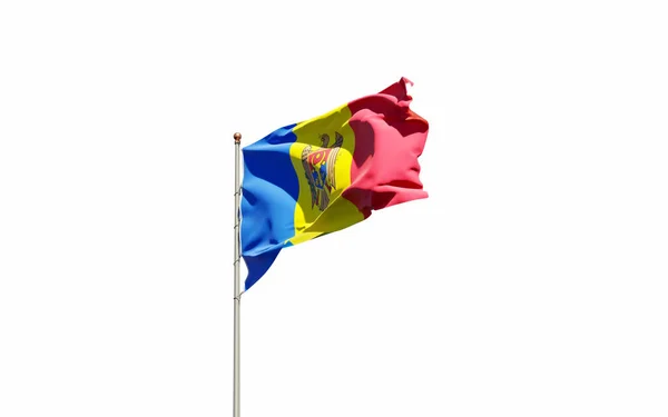 Прекрасний Національний Державний Прапор Молдови Пурхає Тлі Неба Нижче Наведено — стокове фото