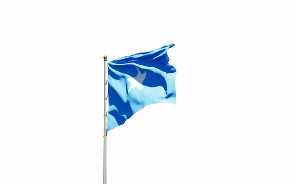 Szomália Gyönyörű Nemzeti Zászlója Fehér Háttérrel Izolált Közelkép Szomália Zászló — Stock Fotó