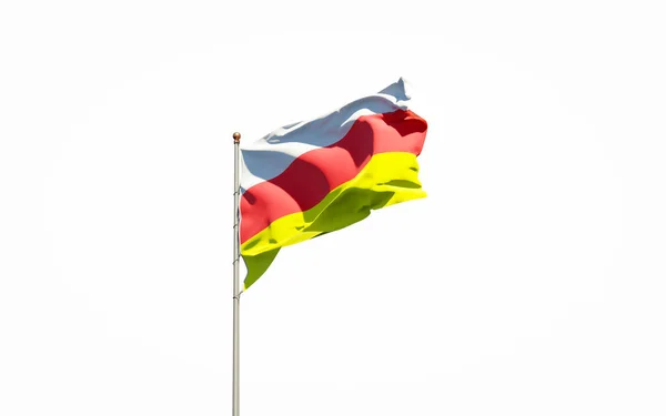 Hermosa Bandera Del Estado Osetia Del Norte Sobre Fondo Blanco —  Fotos de Stock