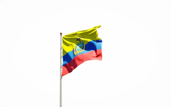 Bela Bandeira Nacional Estado Equador Sobre Fundo Branco Isolado Close — Fotografia de Stock