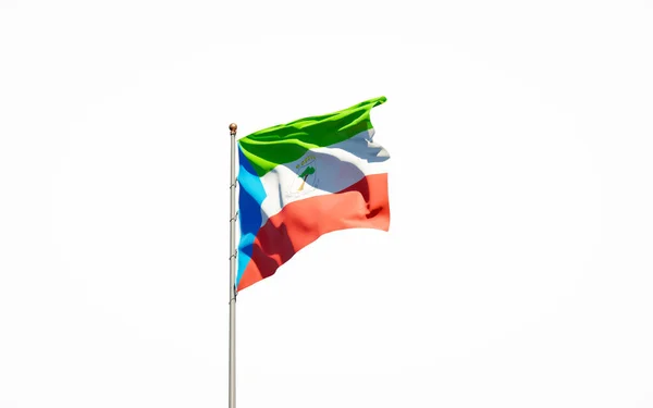 Egyenlítői Guinea Gyönyörű Nemzeti Zászlaja Fehér Alapon Izolált Közelkép Egyenlítői — Stock Fotó