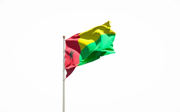 Schöne Nationalflagge Von Guinea Bissau Auf Weißem Hintergrund Isolierte Großaufnahme — Stockfoto