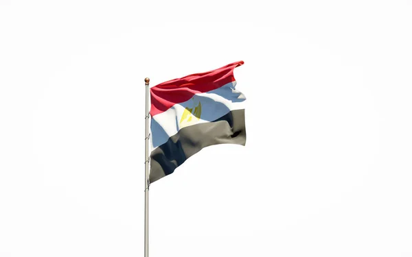 Όμορφη Εθνική Σημαία Κράτους Της Αιγύπτου Λευκό Φόντο Μεμονωμένα Γκρο — Φωτογραφία Αρχείου