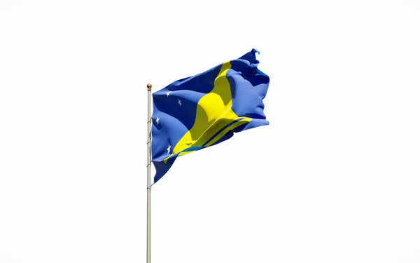 Hermosa Bandera Nacional Tokelau Sobre Fondo Blanco Isolated Close Tokelau — Foto de Stock