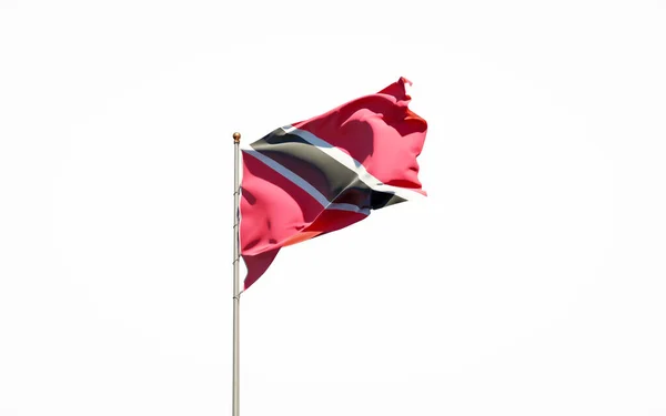 Прекрасний Національний Державний Прапор Тринідаду Тобаго Білому Тлі Ізольований Зблизька — стокове фото