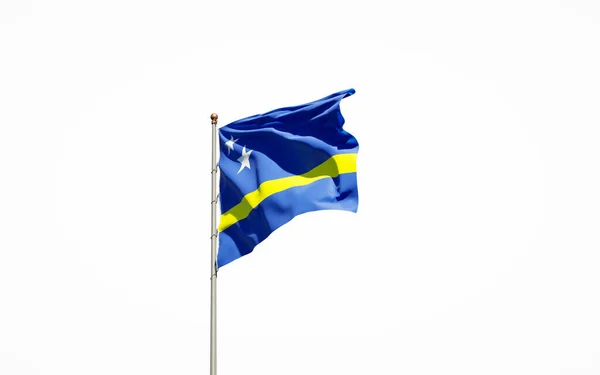 Mooie Nationale Vlag Van Curaçao Witte Achtergrond Afzonderlijk Close Curacao — Stockfoto