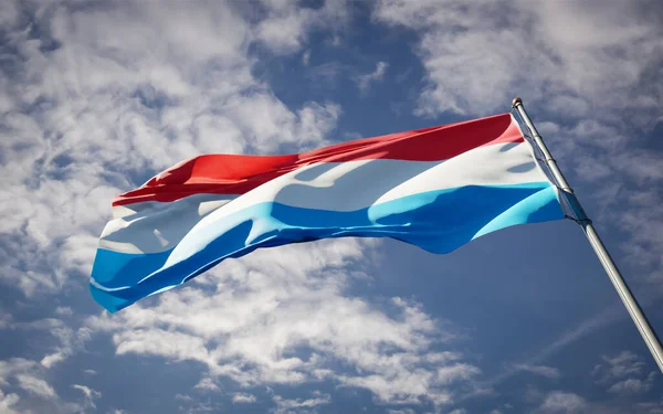 Bella Bandiera Nazionale Stato Del Lussemburgo Sventola Sullo Sfondo Del — Foto Stock