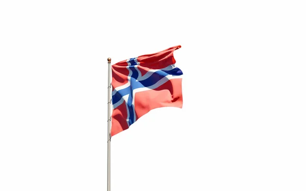 Beautiful National State Flag Norway White Background Isolated Close Flag — Stock Photo, Image