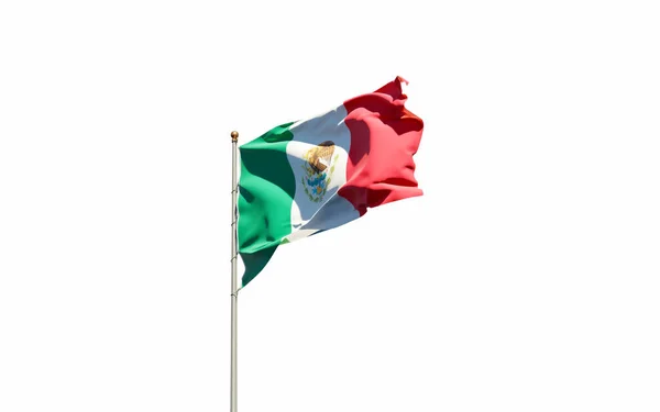 美丽的墨西哥国旗 白色背景 孤立的特写标志3D艺术品 — 图库照片