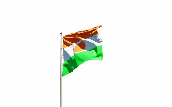 Красивый Национальный Флаг Нигера Белом Фоне Изолированное Трехмерное Изображение Флага — стоковое фото