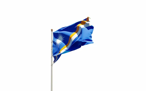 Prachtige Nationale Vlag Van Marshalleilanden Witte Achtergrond Geïsoleerde Close Vlag — Stockfoto