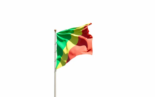 Hermosa Bandera Del Estado Congo Sobre Fondo Blanco Bandera Primer —  Fotos de Stock