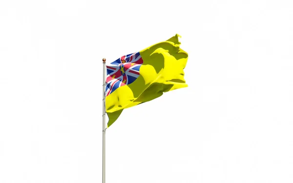 白い背景にニウエの美しい国家旗 隔離されたクローズアップフラグ3Dアートワーク — ストック写真