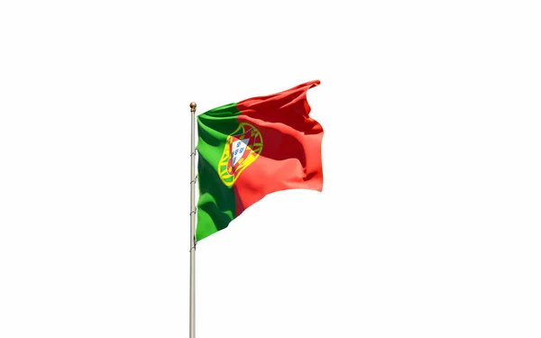 Hermosa Bandera Nacional Portugal Sobre Fondo Blanco Bandera Primer Plano — Foto de Stock