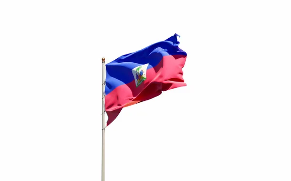 Gyönyörű Nemzeti Zászló Haiti Fehér Háttérrel Izolált Közelkép Zászló Grafika — Stock Fotó