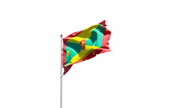 Schöne Nationalflagge Von Grenada Auf Weißem Hintergrund Isolierte Großaufnahme Flagge — Stockfoto