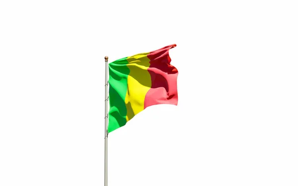Bela Bandeira Nacional Mali Sobre Fundo Branco Isolado Close Bandeira — Fotografia de Stock