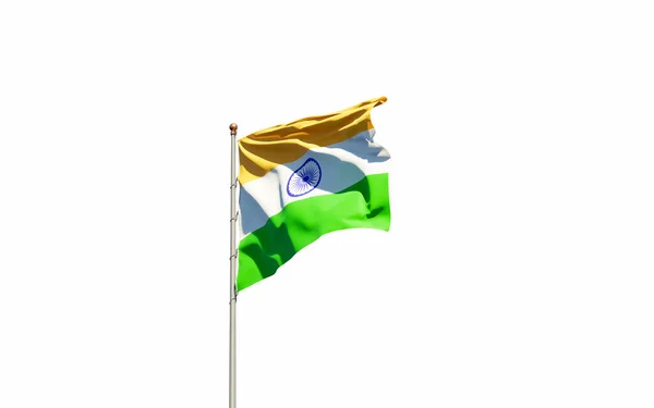 Prachtige Nationale Vlag Van India Witte Achtergrond Geïsoleerde Close Vlag — Stockfoto