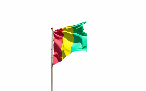 白い背景にギニアの美しい国家旗 隔離されたクローズアップフラグ3Dアートワーク — ストック写真