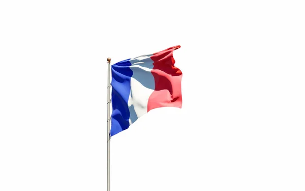 白い背景にフランスの美しい国家旗 隔離されたクローズアップフラグ3Dアートワーク — ストック写真