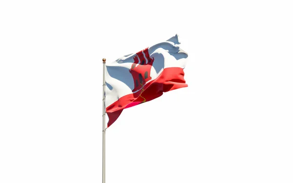 Smukt Nationalstatsflag Gibraltar Hvid Baggrund Isoleret Close Flag Kunstværk - Stock-foto