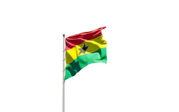 Schöne Nationalflagge Von Ghana Auf Weißem Hintergrund Isolierte Großaufnahme Flagge — Stockfoto