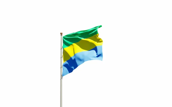 Krásná Národní Vlajka Gabonu Bílém Pozadí Izolovaný Detail Flag — Stock fotografie