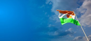 Nijer 'in güzel ulusal bayrağı. Geniş arkaplanda boş bir arkaplan ve 3D yazı için yer var..