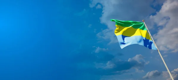 Hermosa Bandera Del Estado Gabón Con Espacio Blanco Sobre Amplio — Foto de Stock