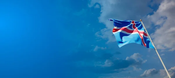 Bela Bandeira Estado Nacional Islândia Com Espaço Branco Fundo Largo — Fotografia de Stock