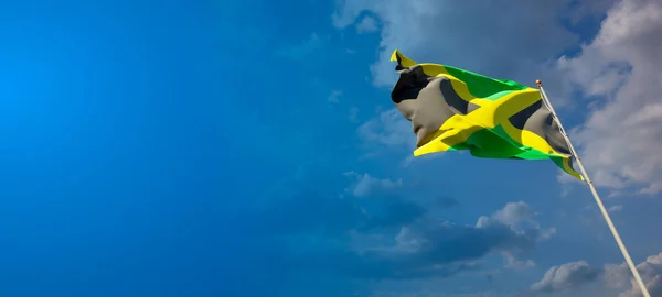 Gyönyörű Nemzeti Zászló Jamaica Üres Hely Széles Háttér Hely Szöveges — Stock Fotó
